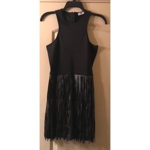 Black faux leather mini dress